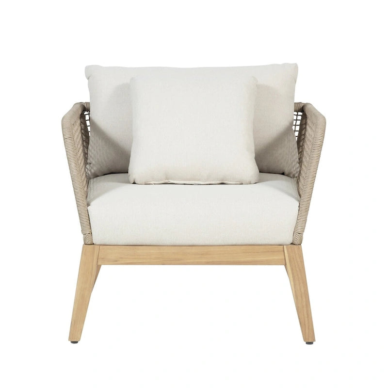 Cypress Teak Wood Outdoor Arm Chair with Rope Design