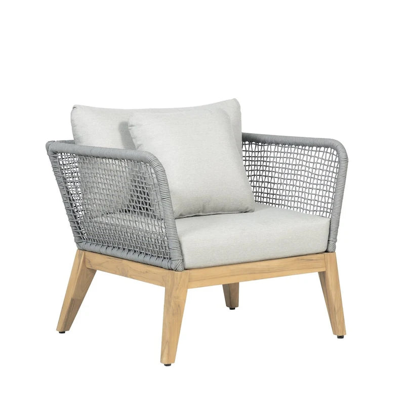 Cypress Teak Wood Outdoor Arm Chair with Rope Design