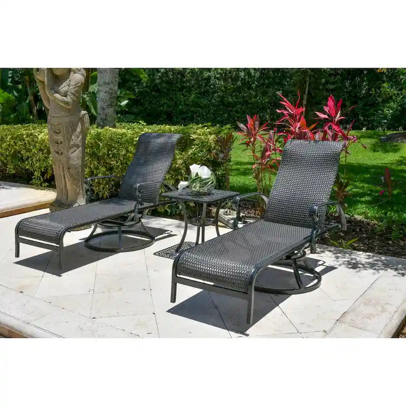 Bains de soleil pivotants Windermere Patio Motion en osier tout temps avec table d'appoint, ensemble de 3 - N/A