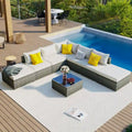 Beige Stylish 8-Piece Outdoor Patio Furniture Set with Tempered Glass Table