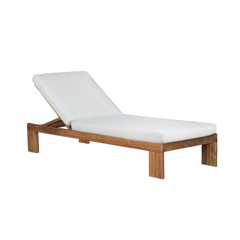 Paradiso Outdoor Teak Chaise - Light Gray Fabric