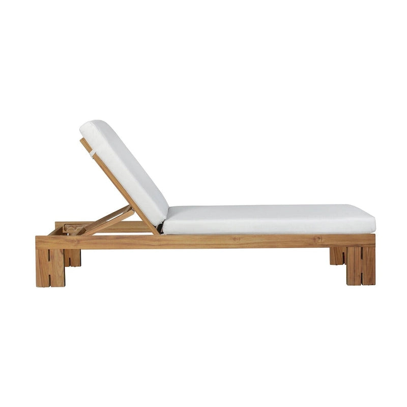 Bain de soleil en teck Paradiso – Tissu gris clair