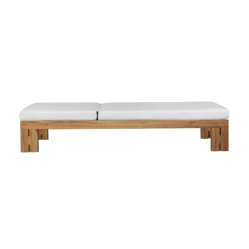 Bain de soleil en teck Paradiso – Tissu gris clair