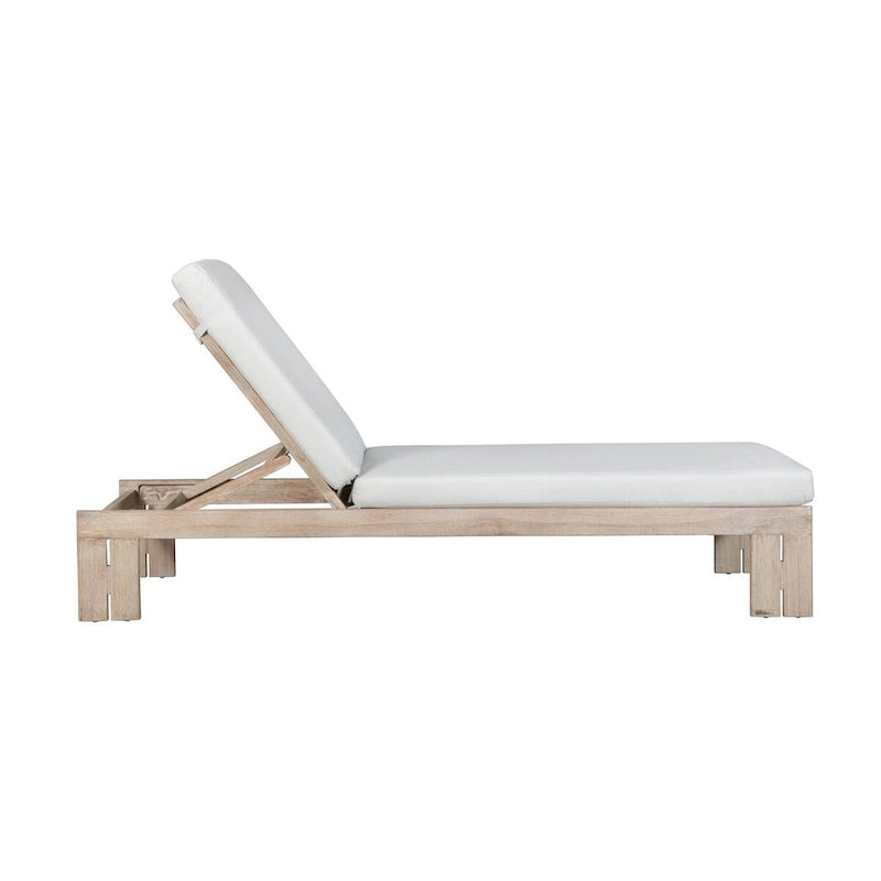 Bain de soleil en teck Paradiso – Tissu gris clair