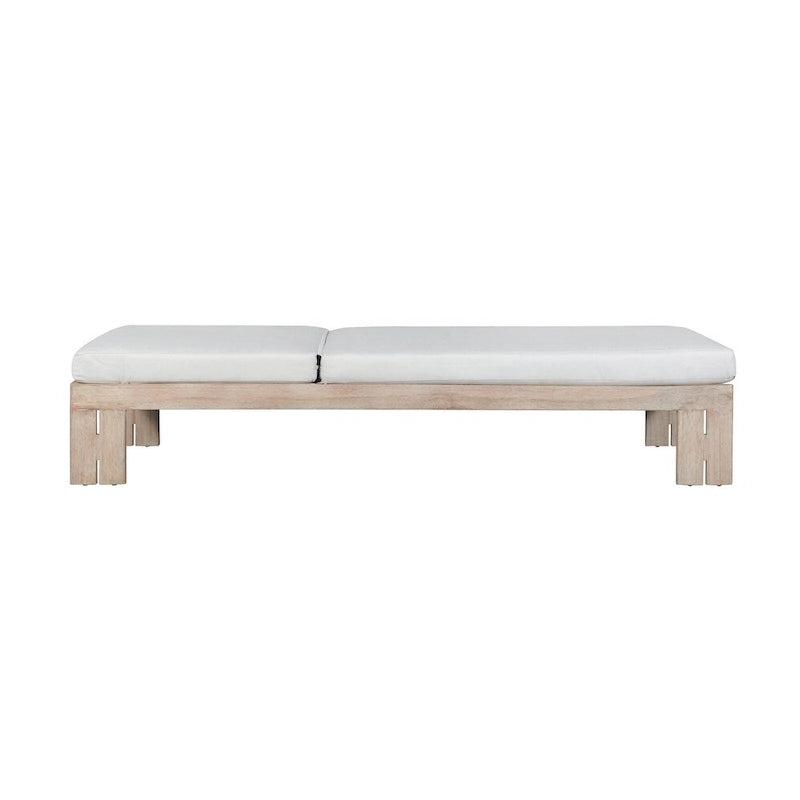 Bain de soleil en teck Paradiso – Tissu gris clair