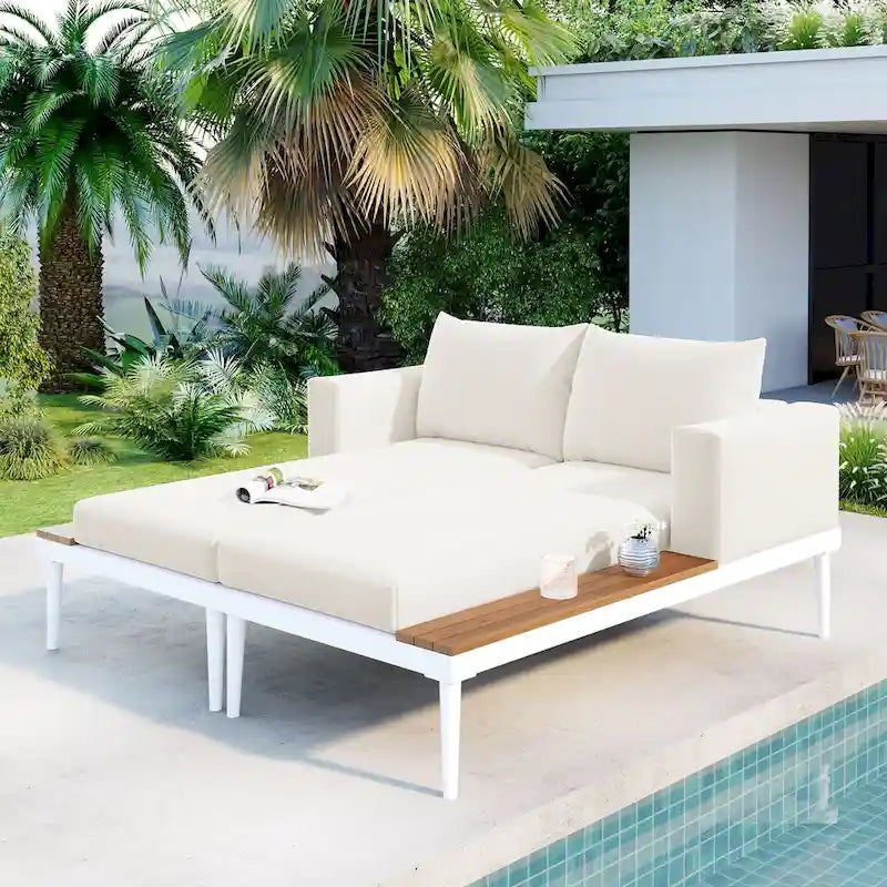 Lit de repos en métal pour terrasse