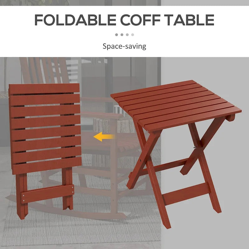 Ensemble de 2 chaises à bascule d'extérieur avec table d'appoint, chaises à bascule de patio en bois