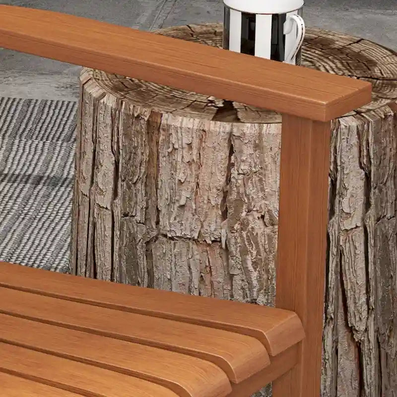 Ensemble de 2 chaises à bascule d'extérieur avec table d'appoint, chaises à bascule de patio en bois
