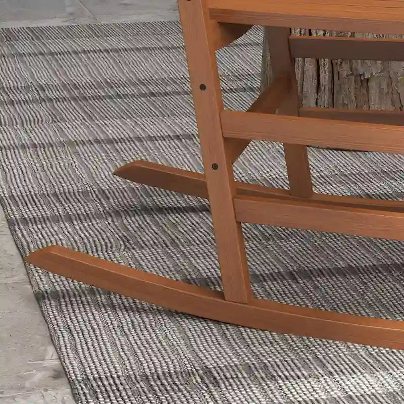 Ensemble de 2 chaises à bascule d'extérieur avec table d'appoint, chaises à bascule de patio en bois