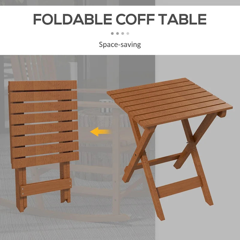 Ensemble de 2 chaises à bascule d'extérieur avec table d'appoint, chaises à bascule de patio en bois
