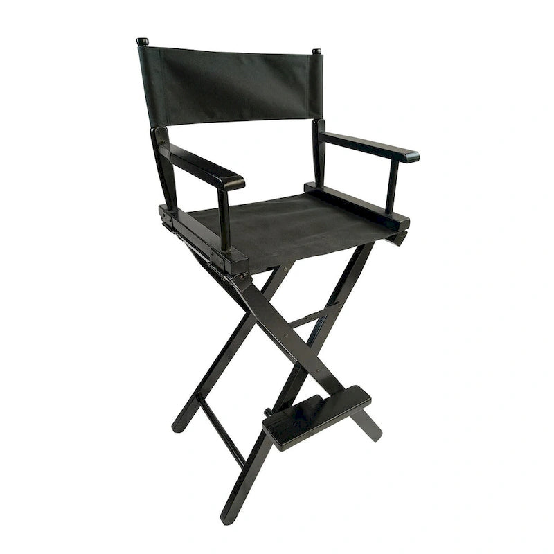 Chaises de camping pliantes d'extérieur avec cadre noir et toile noire, lot de 2