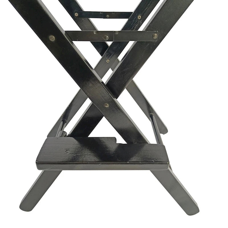 Chaises de camping pliantes d'extérieur avec cadre noir et toile noire, lot de 2