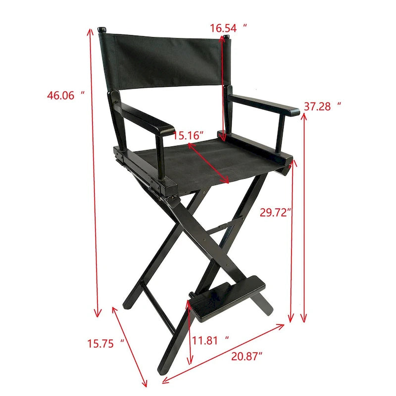 Chaises de camping pliantes d'extérieur avec cadre noir et toile noire, lot de 2
