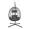 Fauteuil œuf avec support, balancelle d'intérieur/extérieur, fauteuil œuf suspendu en osier pour patio, fauteuil panier suspendu avec support