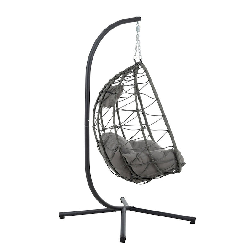 Fauteuil œuf avec support, balancelle d'intérieur/extérieur, fauteuil œuf suspendu en osier pour patio, fauteuil panier suspendu avec support