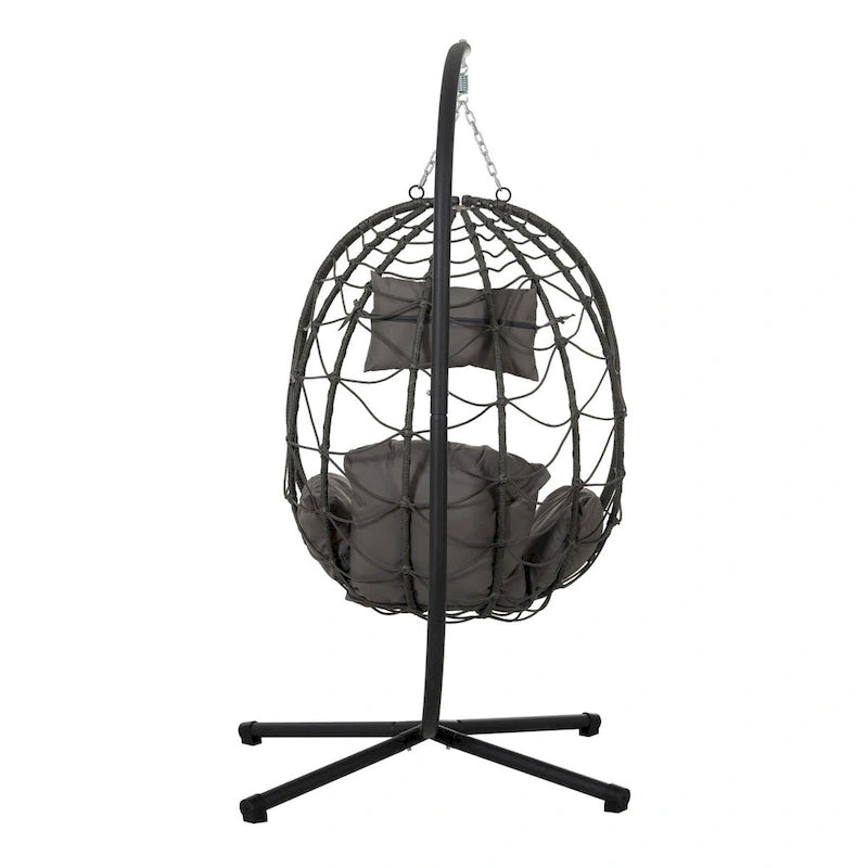 Fauteuil œuf avec support, balancelle d'intérieur/extérieur, fauteuil œuf suspendu en osier pour patio, fauteuil panier suspendu avec support