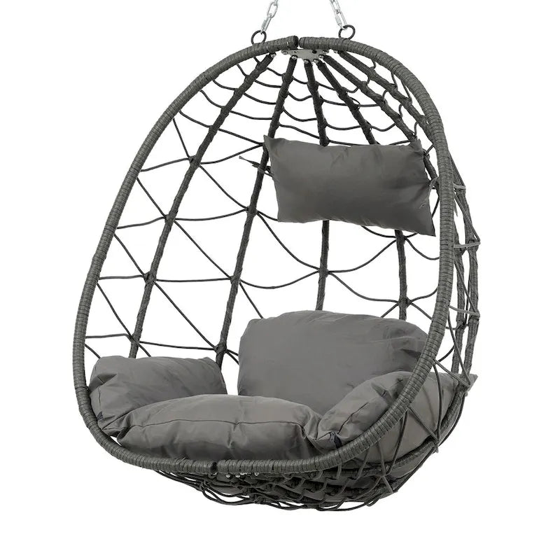 Fauteuil œuf avec support, balancelle d'intérieur/extérieur, fauteuil œuf suspendu en osier pour patio, fauteuil panier suspendu avec support