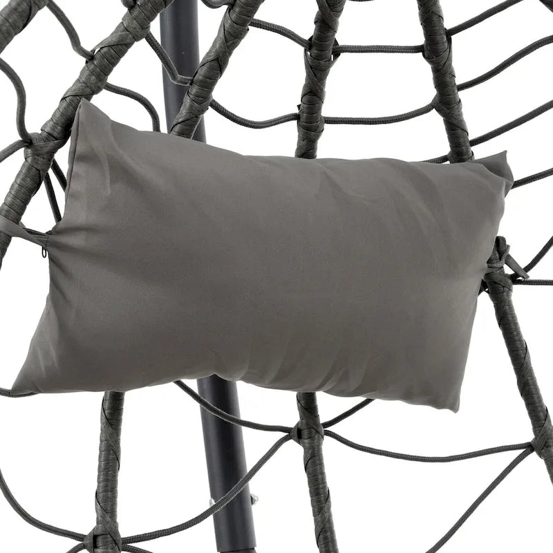 Fauteuil œuf avec support, balancelle d'intérieur/extérieur, fauteuil œuf suspendu en osier pour patio, fauteuil panier suspendu avec support