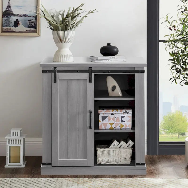 Meuble TV compact de 32 po pour téléviseurs de 40 po avec portes de grange - 32 po de largeur