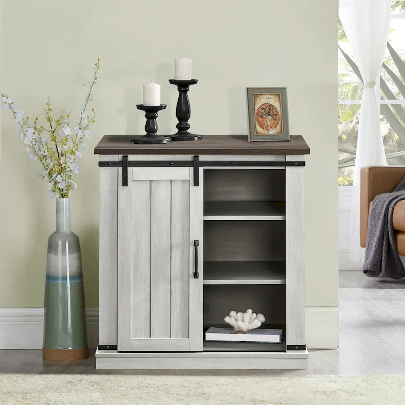 Meuble TV compact de 32 po pour téléviseurs de 40 po avec portes de grange - 32 po de largeur