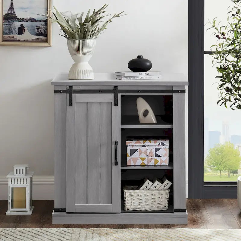 Meuble TV compact de 32 po pour téléviseurs de 40 po avec portes de grange - 32 po de largeur