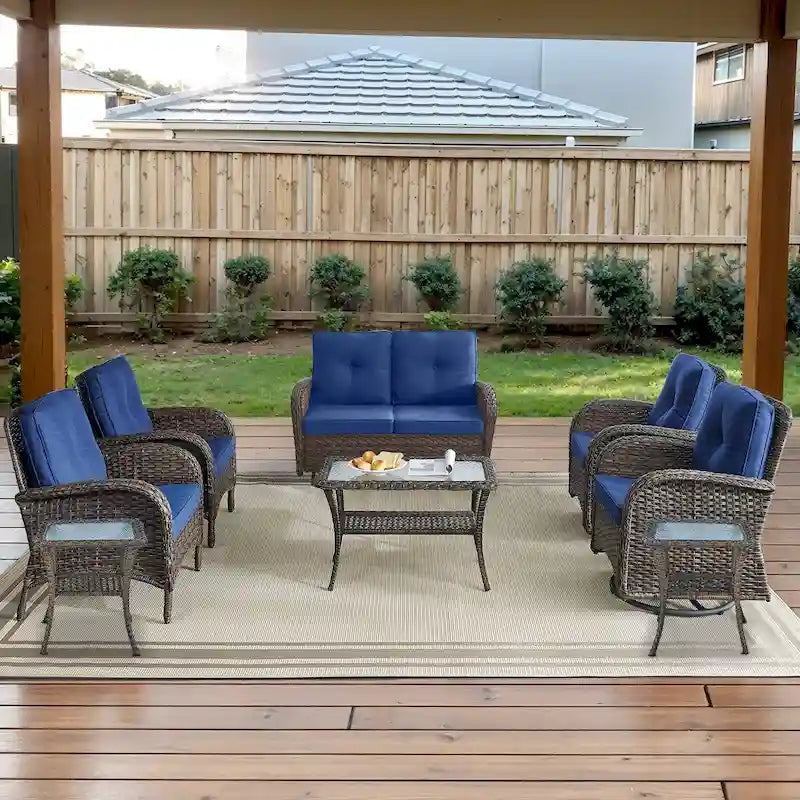 Causeuse d'extérieur à bascule avec fauteuil à bascule, ensemble de chaises de patio - Marron