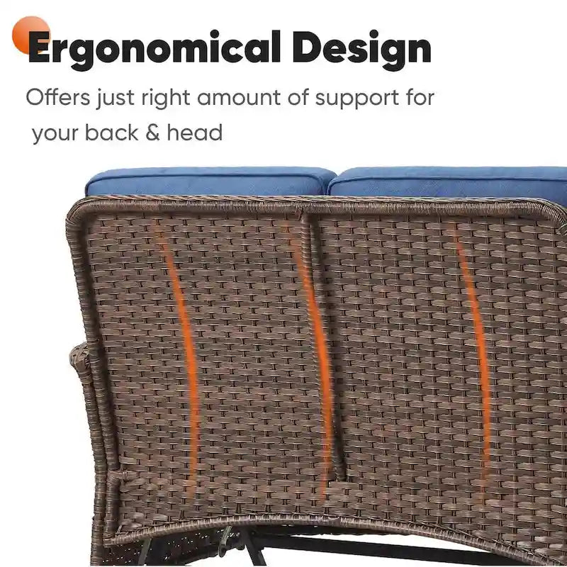 Causeuse d'extérieur à bascule avec fauteuil à bascule, ensemble de chaises de patio - Marron