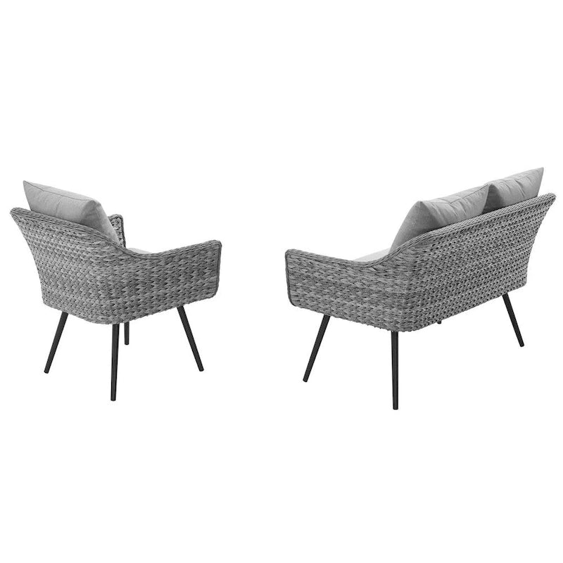 Ensemble de canapé d'angle en rotin Endeavor 2 pièces pour terrasse extérieure