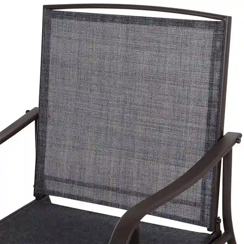 Ensemble de 3 fauteuils planeurs d'extérieur avec table basse et tissu respirant