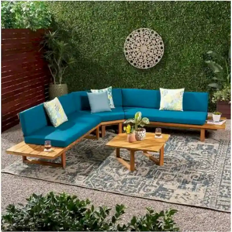 Mobilier de jardin contemporain : ensemble de canapés modulables 5 pièces