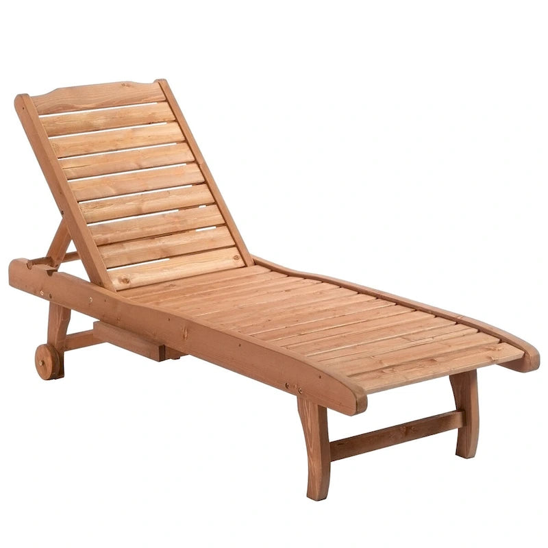 Chaise longue de piscine d'extérieur, avec table intégrée et roulettes