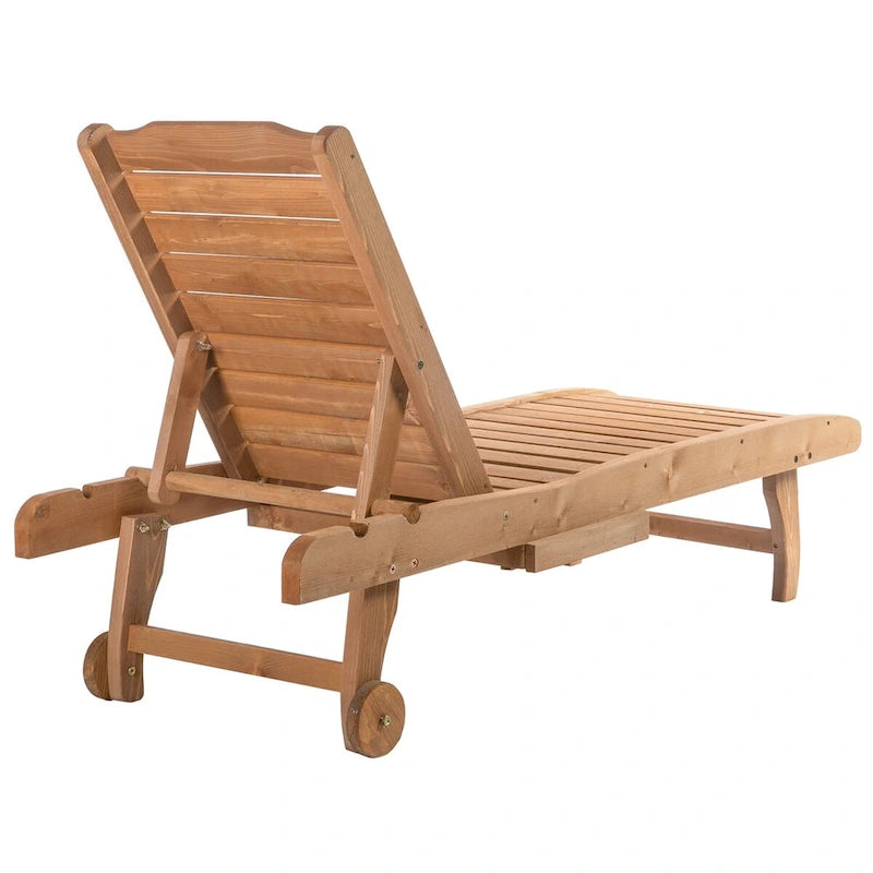 Chaise longue de piscine d'extérieur, avec table intégrée et roulettes