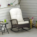 Outdoor Wicker Rocking Chair with Wide Seat, Steel Frame