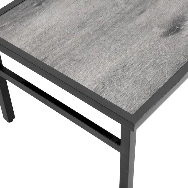 Ensemble de mobilier de patio en acier 4 pièces avec coussins beiges et table basse