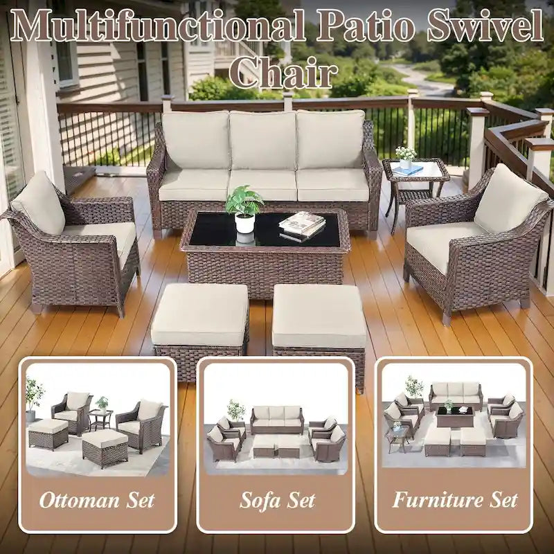 Lot de 2 chaises de patio – Marron