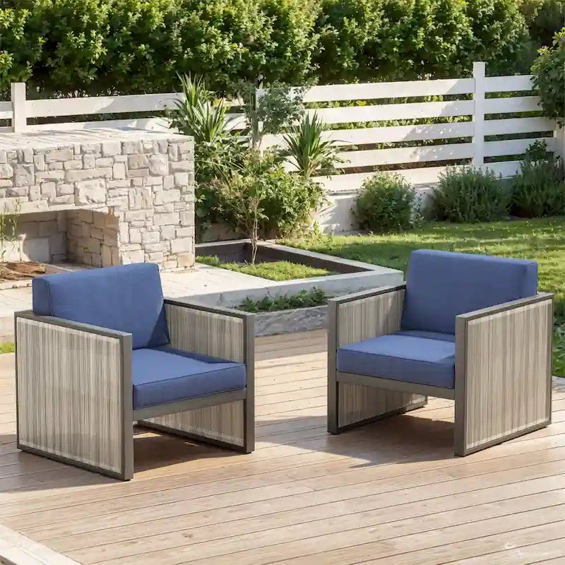 Fauteuil d'extérieur avec coussin – Bleu