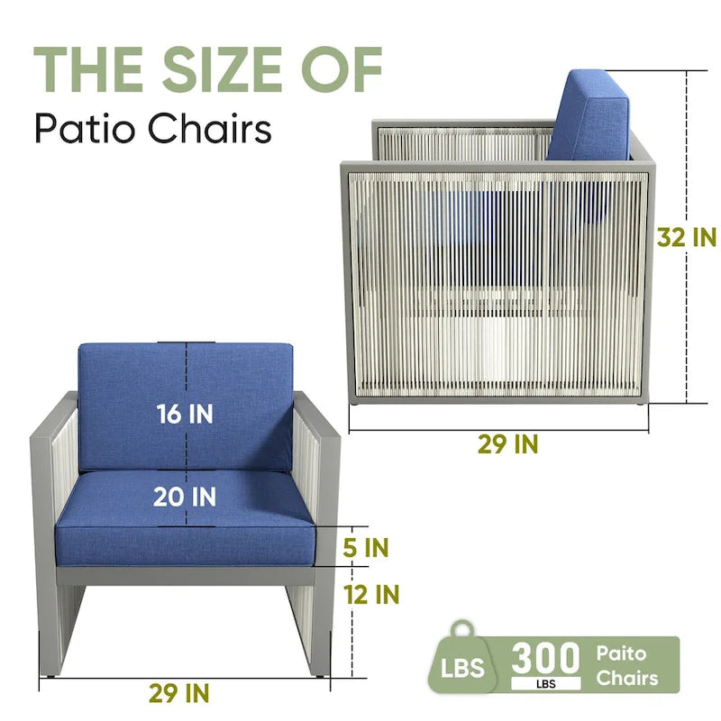 Fauteuil d'extérieur avec coussin – Bleu