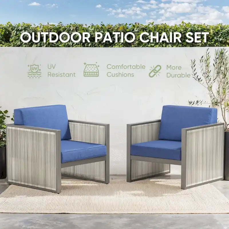 Fauteuil d'extérieur avec coussin – Bleu
