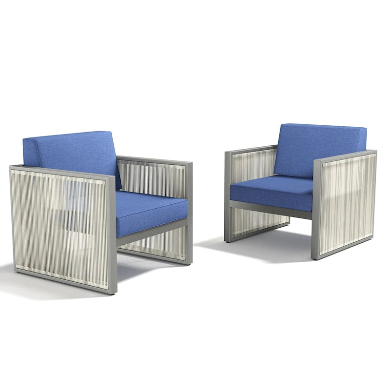 Fauteuil d'extérieur avec coussin – Bleu
