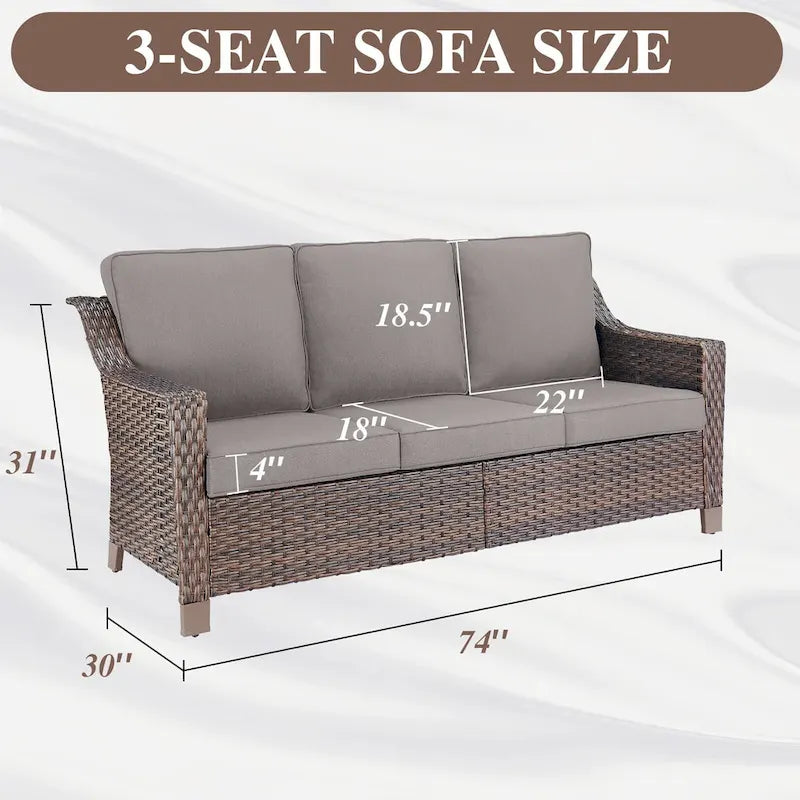 Fauteuils pivotants avec pouf, table basse - Marron