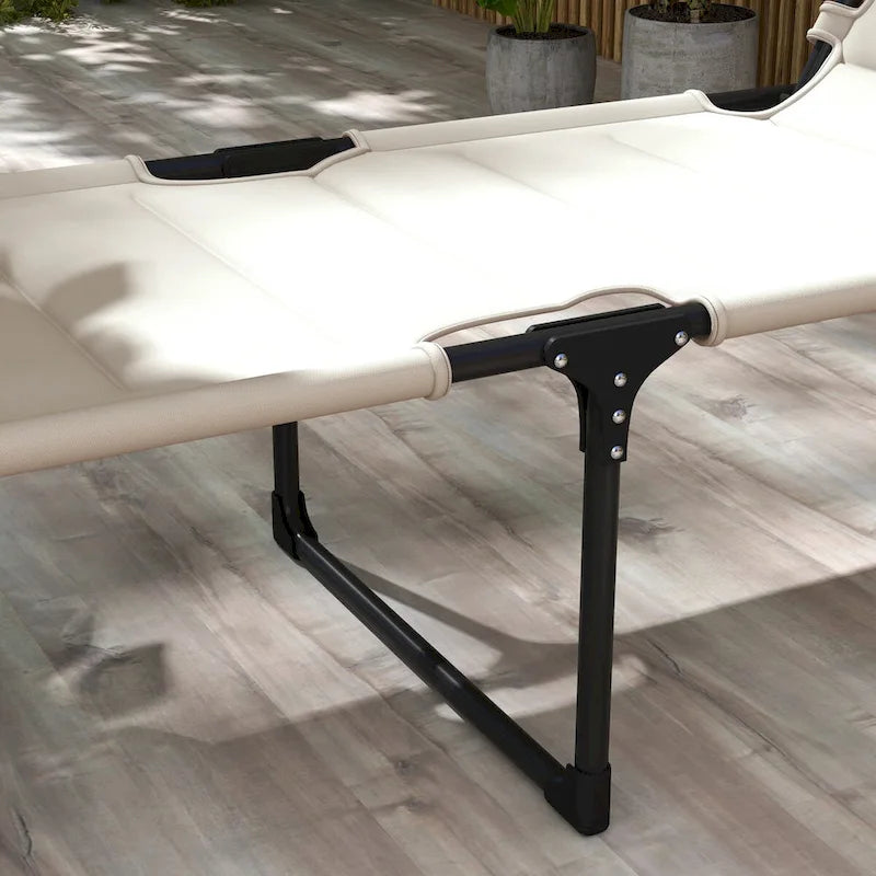 Chaise longue pliante d'extérieur 2 pièces avec dossier réglable, coussins, pare-soleil et appuie-tête