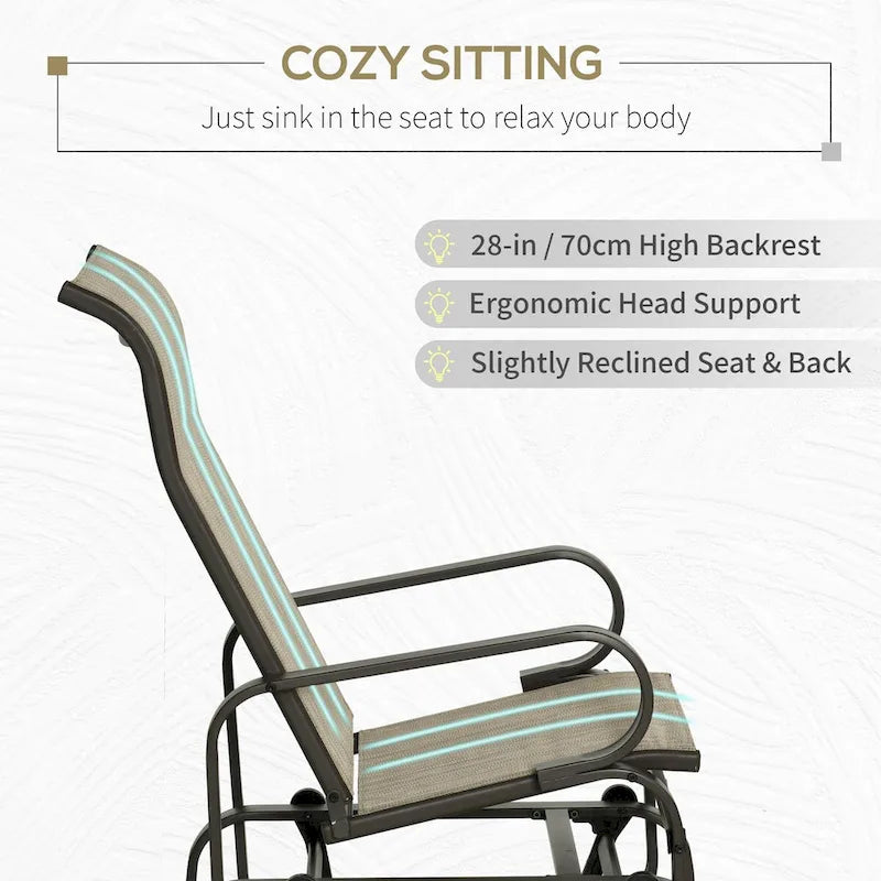Fauteuil planeur d'extérieur avec mécanisme de bascule fluide