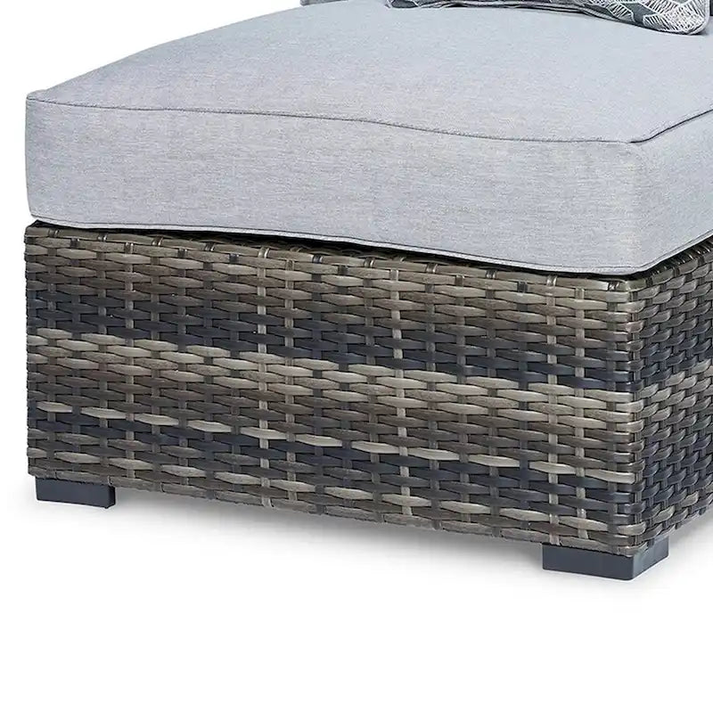 Saki Ensemble de 2 fauteuils d'extérieur sans accoudoirs de 89 cm avec 2 coussins, en osier, gris