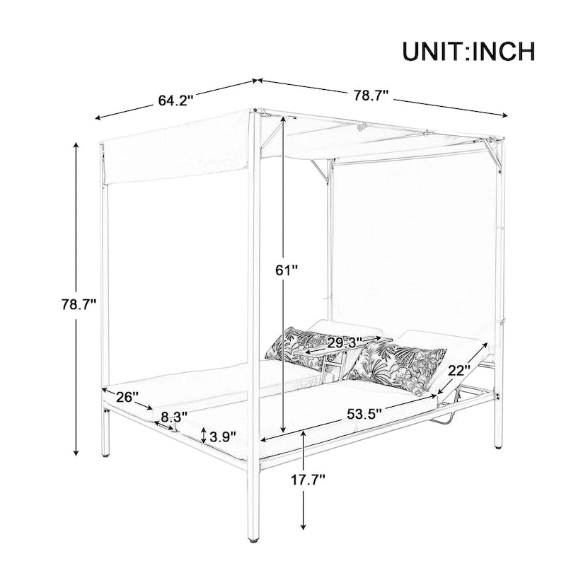 Bain de soleil/lit de repos d'extérieur avec coussins