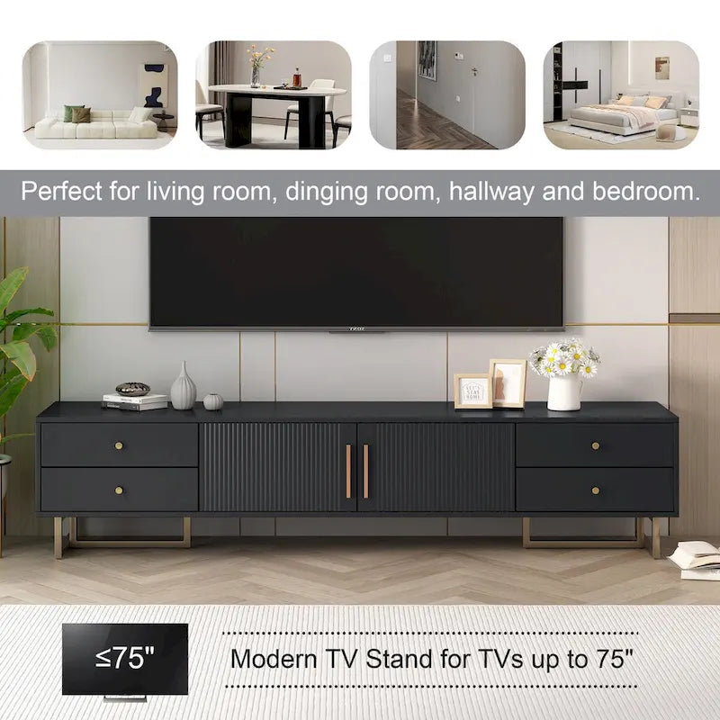 Meuble TV moderne de 65+ pouces avec rangement pour salon