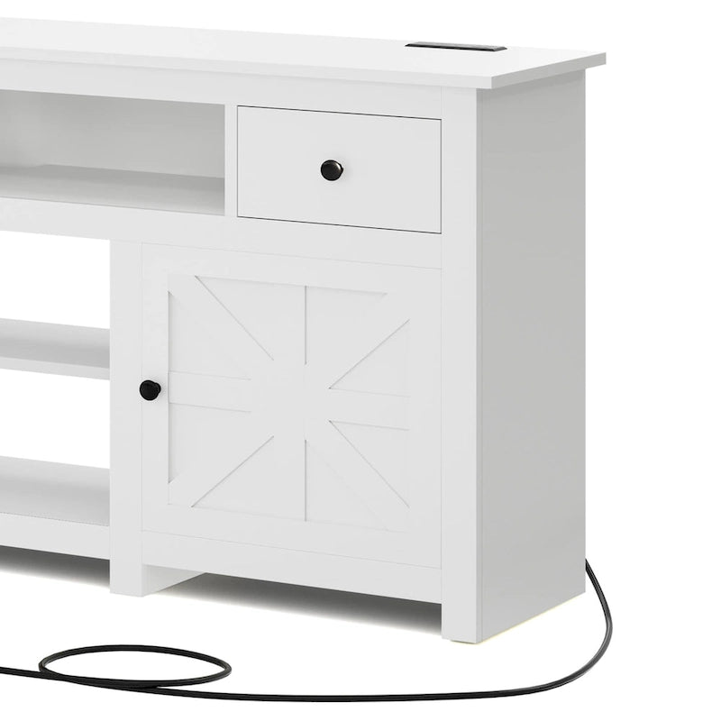 Meuble TV de ferme Moasis 70, meuble de divertissement avec prise de courant pour téléviseurs jusqu'à 80 pouces - 70L x 15,5W x 30H