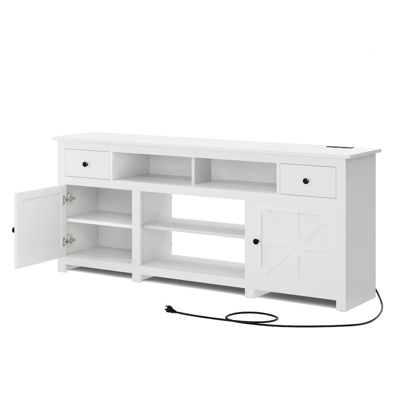 Meuble TV de ferme Moasis 70, meuble de divertissement avec prise de courant pour téléviseurs jusqu'à 80 pouces - 70L x 15,5W x 30H