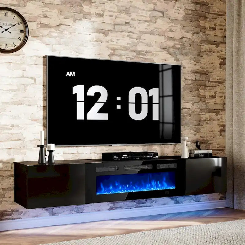 Meuble TV mural avec cheminée électrique de 36 pouces
