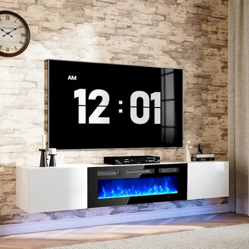 Meuble TV mural avec cheminée électrique de 36 pouces