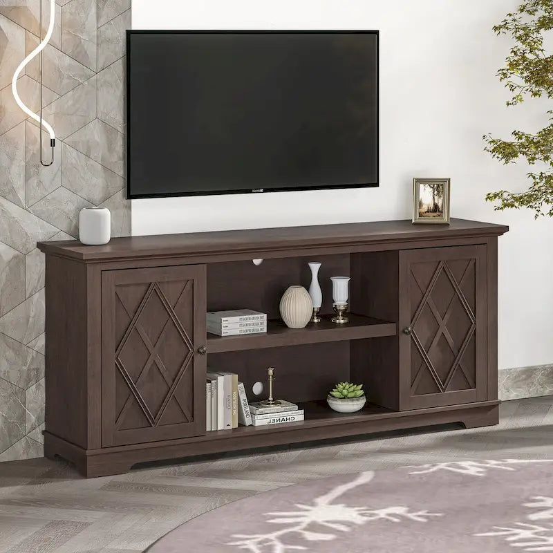 70 Farmhouse TV Stand Console for TVs up to 75 inch - Easy Assembly - 70 in Width